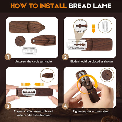 Elegant Magnetic Bread Lame Dough Scoring Tool,Lame Bread Tool with Turntable Design,Bread Scoring Knife for Bread Baking & Sourdough Baking