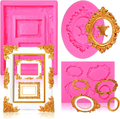 Sakolla Photo Frame Silicone Mold - 3 Pack Picture Fondant Candy Chocolate Molds Cake Decorating, Sugar, Gum Paste, Chocolate, Cookies, Resin