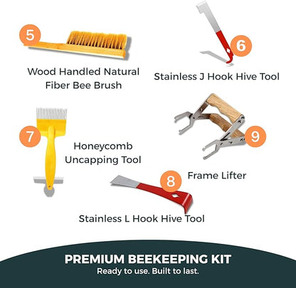 SunVara Bee Keeping Starter Kit Beekeeping Supplies, Bee Keeping Supplies-All Beekeeping Tools Bee Supplies and Equipment, Honey Bee Hive Starter Kit Tools Beekeeping Bee Smoker for Beekeeping