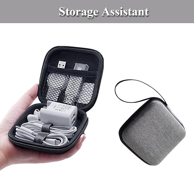Charger Case,Mini Cable Organizer Cases,Pouch Case Bag,Small Charger Organizer,Waterproof Travel Storage Carrying Bag for USB Drives,Power Adapter,Earphones,Cords etc,Square,Gray