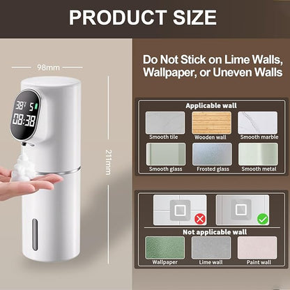 Automatic Soap Dispenser, 320ML Touchless Smart Hand Soap Dispenser, 5 Adjustable Soap Levels, Portable Countertop Electric Foam Soap Dispenser for Bathroom Kitchen Office (Black)