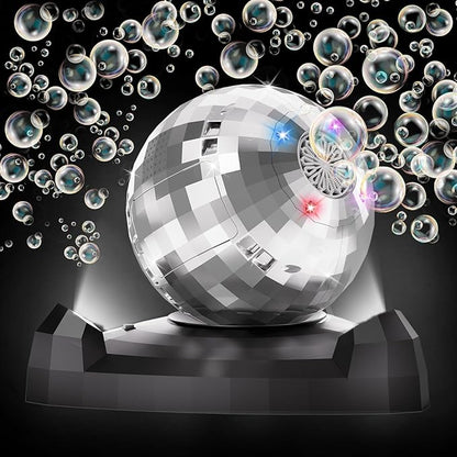 Bubble Machine for Kids & Toddlers 1-3, Automatic Disco Bubble Blower Maker with Bubble Solution, LED Lights & 360° Rotation, 10000+ Bubbles Per Min, Outdoor Game Toy for Easter Birthday Party