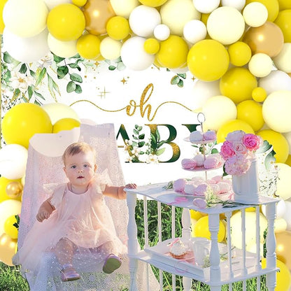 Pastel Yellow White Balloon Garland Arch Kit - Metallic Gold Balloons, Lemon Yellow Balloons for Sunshine Honey Bee Sunflower Birthday Baby Shower Wedding Party Decorations