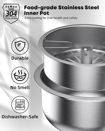 Novaspark Low Carb Rice Cooker Stainless Steel Inner Pot, Mini Stainless Steel Rice Cooker Small 5 Cup, LED Display Low Sugar Rice Maker, 24H Timer and Auto Keep Warm, White Rice/Porridge/Oatmeal, White