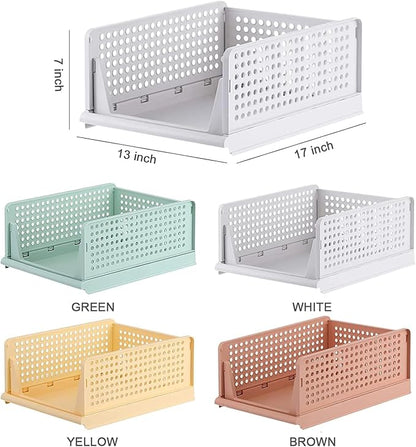 Stackable Wardrobe Organizer for Clothes - Multipurpose Foldable Plastic Closet Storage Organizer for Kitchen, Bedroom & Bathroom (Pack of 2, Assorted Colour)