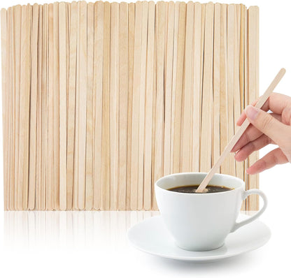 Wisyok 500 PCS Coffee Stirrers, 7 Inch Premium Birch Wood Sticks, Smooth Round Ends, Splinter-Free Disposable Stir Sticks for Coffee, Cocktails