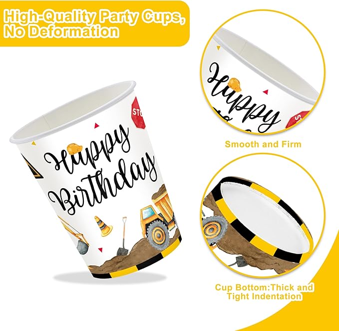Construction Birthday Party Supplies Construction Party Decorations Includes Plates Napkins Cups Hanging Swirl Banner Tablecloth and Cake Toppers For Construction Theme Birthday Decorations