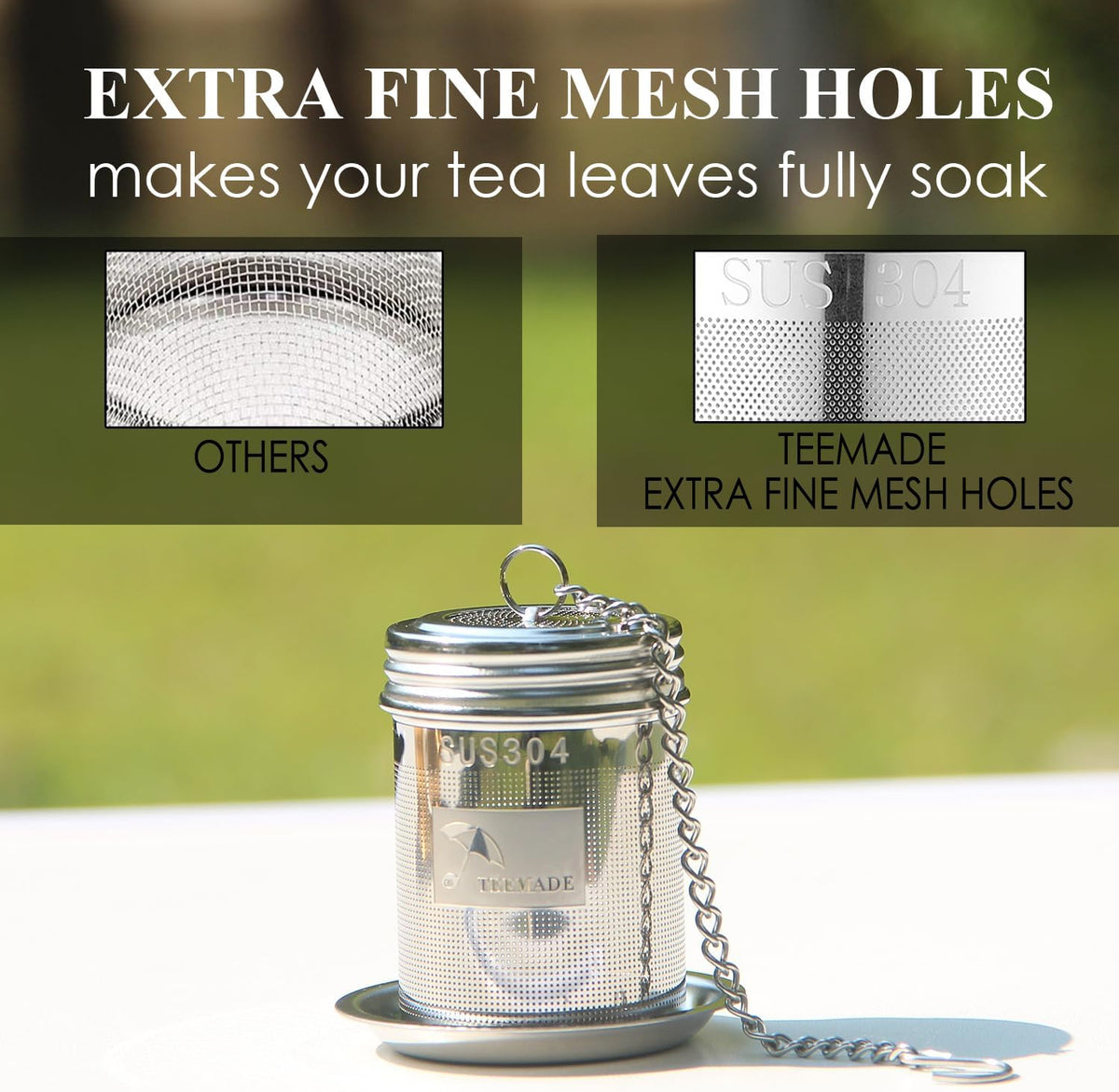 2Packs Tea Filter,Cooking Infuser with Extra Fine Mesh Tea Ball Strainers Threaded Connection 304 Stainless Steel with Extended Chain Hook to Brew