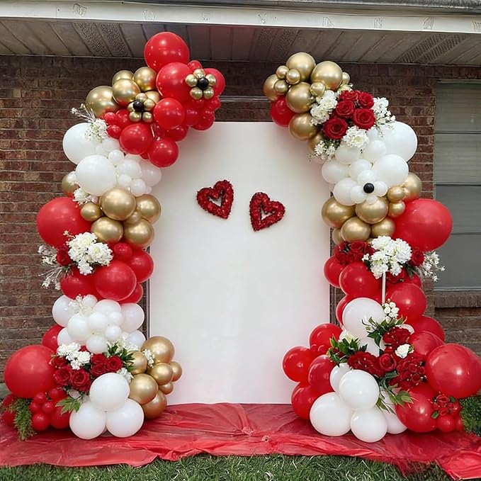 60pcs Red and White Balloons Kit, 12 Inch White Red Party Latex Balloons for Birthday, Graduation, 4th of July, Sports Party & Patriotic Party Decorations