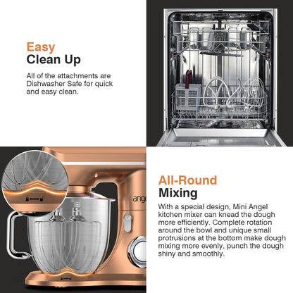 Mini Angel Stand Mixer,10-Speed 5QT Kitchen Electric Mixer,Tilt-Head Food Mixer with Dough Hook, Wire Whisk, Flat Beater