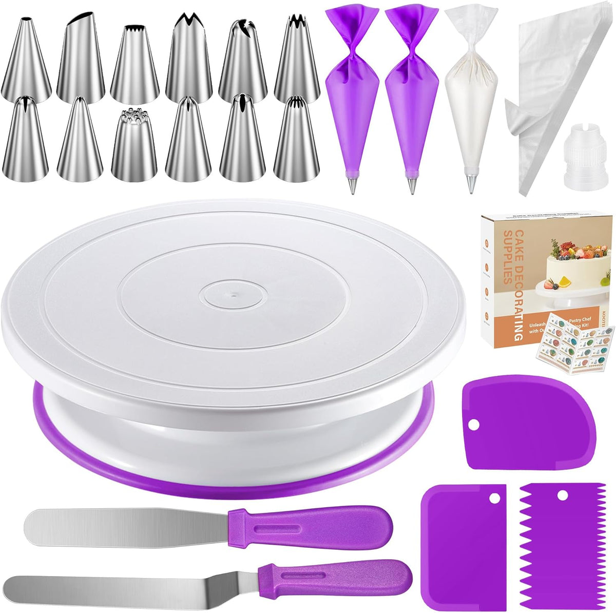 Kootek 71PCs Cake Decorating Kit, Baking Supplies Tools - Includes Cake Stand Turntable, 12 Icing Piping Tips, 2 Frosting Spatulas, 3 Scrapers