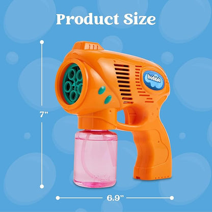 JOYIN 2 Bubble Guns with 2 Refill Solution (10 oz Total), Automatic Bubble Maker Blower Machine for Kids, Toddlers, Outdoors, Party, Birthday Gift, Easter Toys (Blue, Orange)