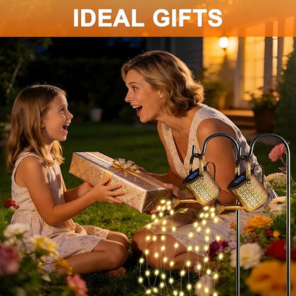 2 Pack Solar Watering Can Lights, Solar Lights Outdoor Decorative, Small Hanging Lantern Landscape Light Waterproof, Outside Garden Decor for Yard Lawn Patio, Gifts for Mom Grandma Women Birthday