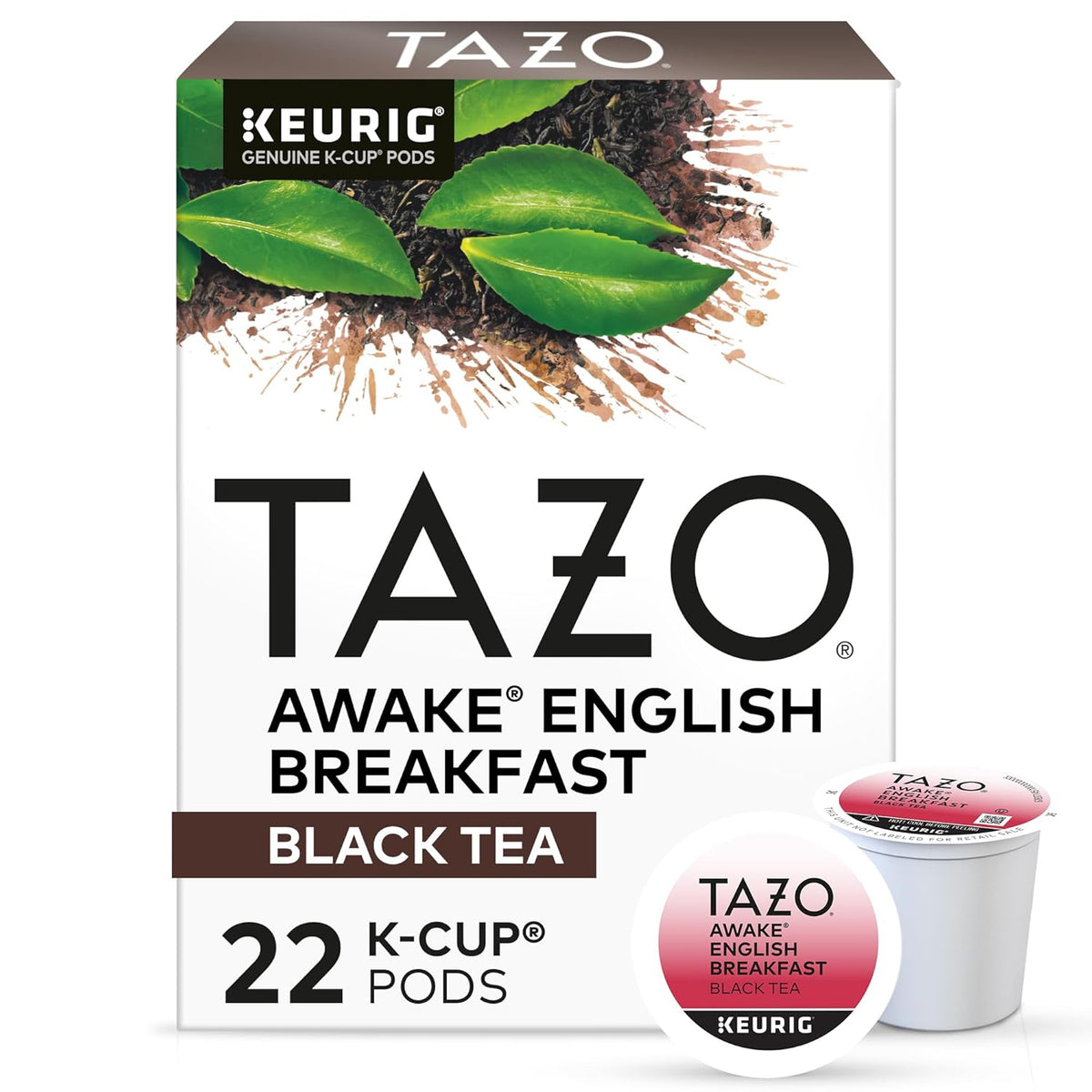 Tazo Awake English Breakfast Tea K-Cups, Bold Traditional Breakfast-Style Black Tea for Health and Wellness, 22 Pods