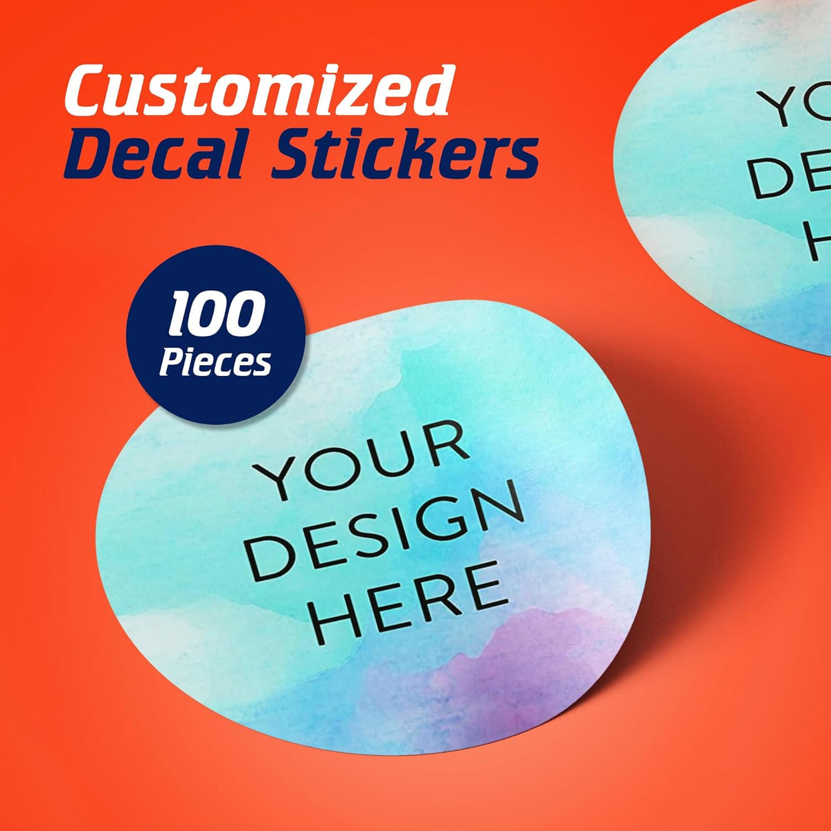 100 Custom Vinyl Stickers - Upload Your own Image, Text, Design, Logo - Personalized Logo Labels for Handmade, Packaging, Bottle, Jars, Candle, Brand Stickers (Sky Blue, 1.5x1.5)