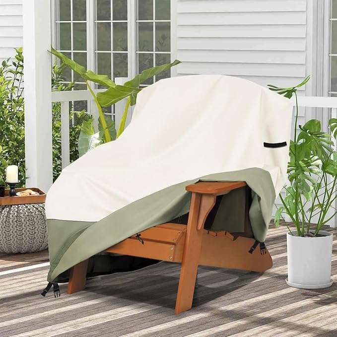 Patio Adirondack Chair Cover 35 W x 37 D x 36 H inches,600D Heavy Duty Waterproof Outdoor Chair Covers,Patio Furniture Covers for Adirondack Chairs,Beige