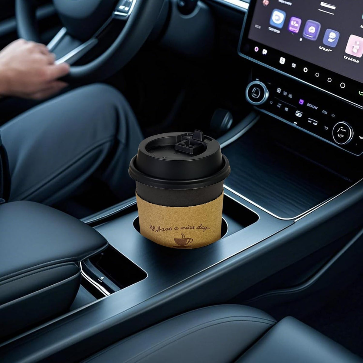 Litopak 500 Pack 12 oz Disposable Coffee Cup with Lids, Sleeves, and Stirring Sticks, Black To Go Paper Coffee Cups for Home, Travel, Office, Party