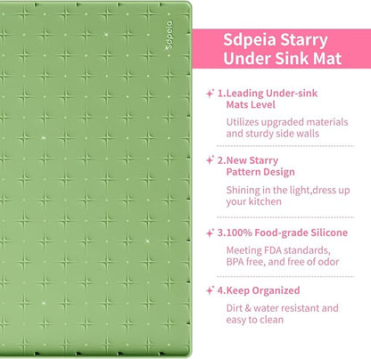 Sdpeia Under Sink Mat 22"×19" Waterproof Silicone Cabinet Liner & Sink Protector for Kitchen & Bathroom, Multi-Purpose Organizers Tray for Pets, Laundry, Cat Litter Mat