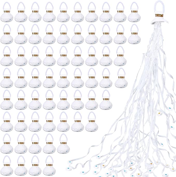Wettarn 100 Pcs Throw Streamers Confetti Romantic Hand No Mess Streamer Crackers for Christmas Wedding Birthday Party Celebrations Graduation Party Favors(White)