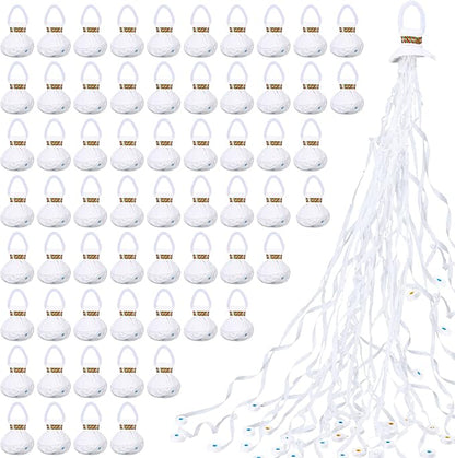 Wettarn 100 Pcs Throw Streamers Confetti Romantic Hand No Mess Streamer Crackers for Christmas Wedding Birthday Party Celebrations Graduation Party Favors(White)