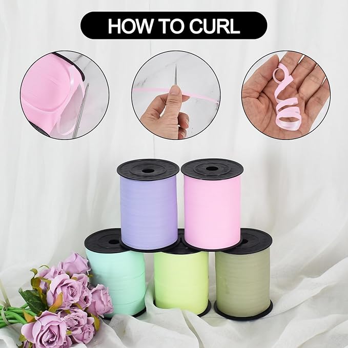 TONIFUL 500 Yards Matte Light Pink Curling Ribbon-Balloon String for Art&Craft Decor,Gift Wrapping,Ribbons and Bows for Girl's Baby Shower Wedding Valentines Mother's Day Supplies (Pastel Pink)