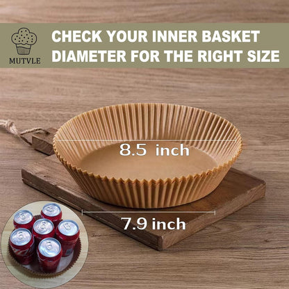 Air Fryer Liners Disposable for Ninja, 4 qt Air Fryer Liners, 200Pcs Liners for Ninja AirFryer, Air Fryer Paper Liners Disposable Round 8 inch, Circle Parchment Liners, Papel Para Air Fryer