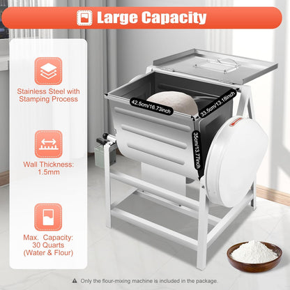 Commercial Dough Mixer Electric, 30Qt 1500W 201 Stainless Steel Large Dough Maker Machine, Heavy Duty Flour Mixing Machine, Bread Mixer for Restaurant School Bakery