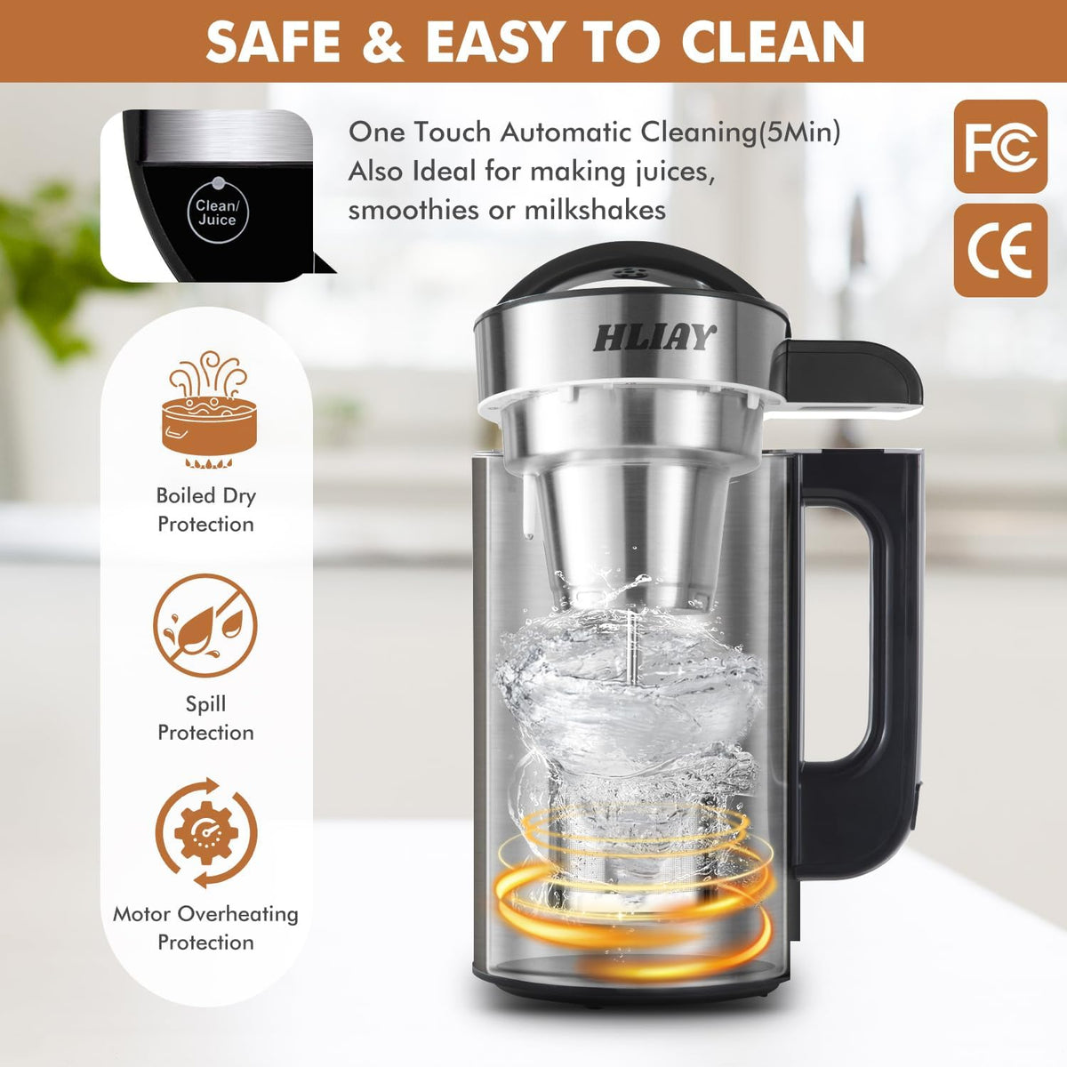 Automatic Nut Milk Maker Machine 50oz(Built-in Strainer), 6-7 Cups Per Batch, 100% Food Grade Stainless Steel 7-IN-1 Multifunctional Almond Milk