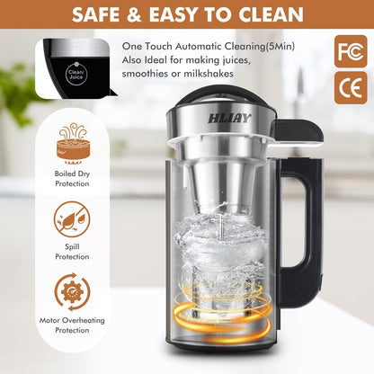 Automatic Nut Milk Maker Machine 50oz(Built-in Strainer), 6-7 Cups Per Batch, 100% Food Grade Stainless Steel 7-IN-1 Multifunctional Almond Milk