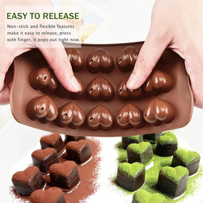 Joersh 5PCS Silicone Chocolate Molds for Candy, Fat Bombs Snacks & Truffles, 9 Shapes 93 Cavities Candle Soap Wax Melts Mold (Square, Round, Heart