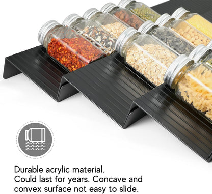 Spice Drawer Organizer, 4 Tier - 8 Pack Black Acrylic Drawer Seasoning Organizer, Expandable from 11'' to 22'', Premium Kitchen Spice Rack Organizers and Storage for Drawer