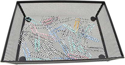 HAHIYO Stackable Mesh Tray Cup 9 x 6 x 2 inches Sturdy Container for Desk Drawer Organizer Collection for Home Office School kitchen Soft Foam Feet No Sharp Edges 1 Pack Black