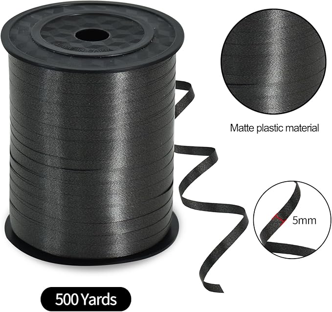 TONIFUL 500 Yards Curling Ribbon-Balloon Ribbon-Balloon String for Art&Craft Decor,Gift Wrapping,Ribbons and Bows for Christmas New Year Halloween Birthday Gifts Graduation Supplies (Black)