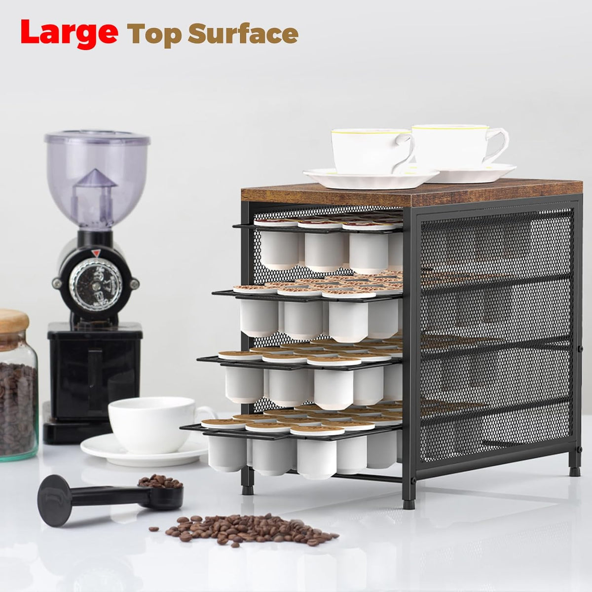 Nananardoso Coffee Pod Holder For Counter, 4 Tier Coffee Pod Drawer for Keurig Pod Storage Drawer Holder