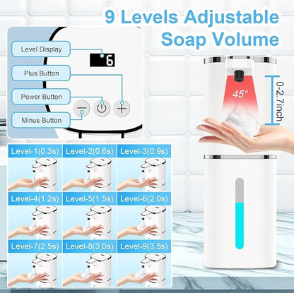 Automatic Soap Dispenser Touchless,Hands-Free,9 Multi Adjustable Volume,Waterproof Hand Soap Dispenser Compatible with Dish/Hand Soap for Bathroom and Kitchen,Easy for Toddlers (Black,Liquid)