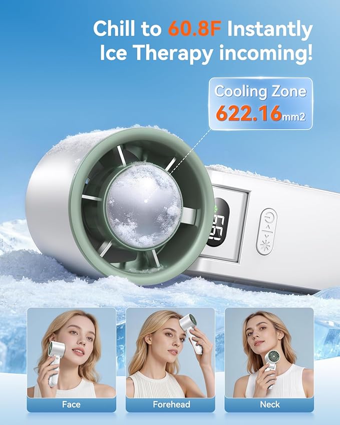 Portable Handheld Turbo Fan with Ice Cooler, 199 Speed Personal Fan,5500mAh Rechargeable,20H Cooling Time,20000 RPM Powerful Silent Motor, Summer Essential for Travel/Outdoor/Office, White