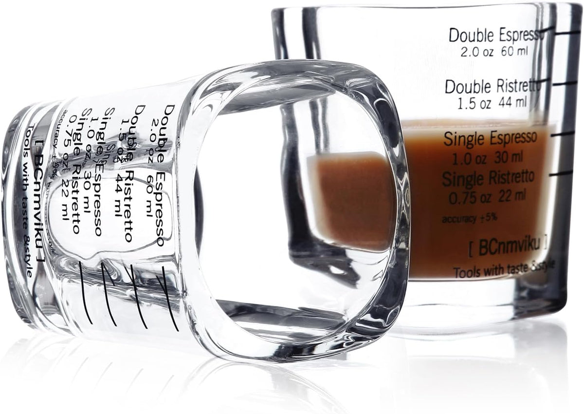 Espresso Shot Glasses, 26-Incremental Measurement, 2 OZ / 60ML (Sturdy-2 pack)