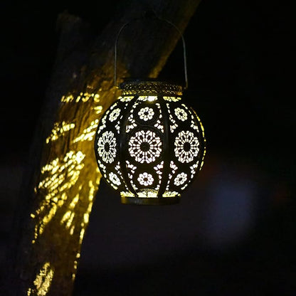 Moroccan Garden Solar Lanterns, {Set of 2} Bohemian Landscape Solar Lights Outdoor Waterproof for Yard Pathway Patio Tree Table Decor (Bronze)