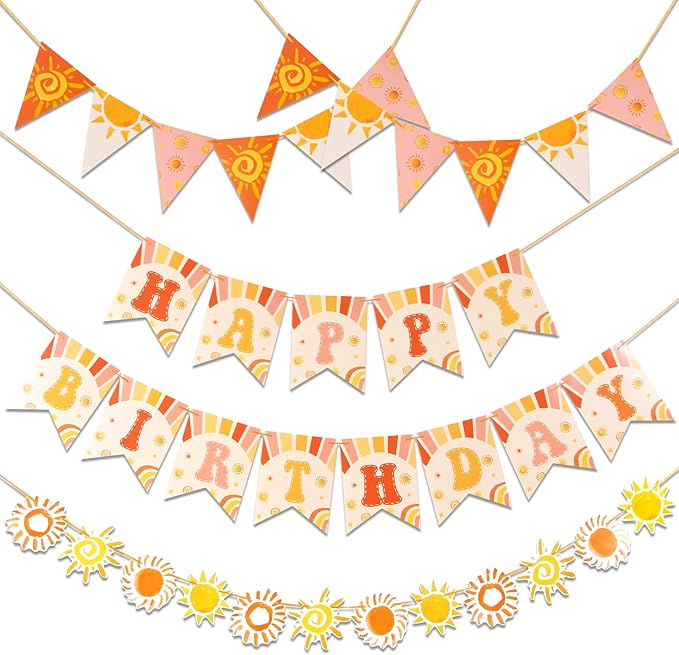 First Trip Around the Sun Decorations, Pre-assembled Sun Birthday Decorations, Boho Sunshine 1st Birthday Decorations Girl Boy