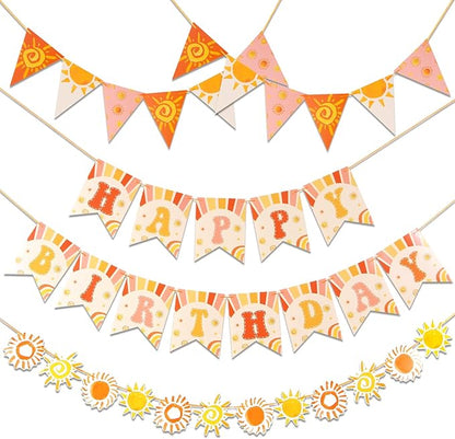 First Trip Around the Sun Decorations, Pre-assembled Sun Birthday Decorations, Boho Sunshine 1st Birthday Decorations Girl Boy
