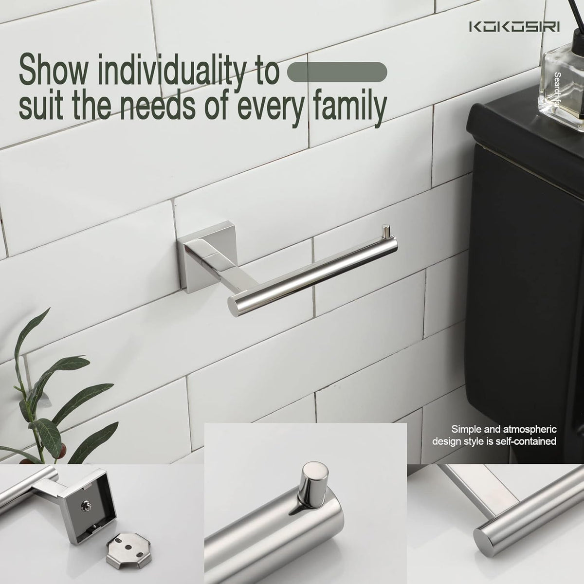 KOKOSIRI Toilet Paper Holder for Bathroom Toilet Roll Holder Hold Mega Rolls Polished Chrome Stainless Steel, 2 Pack, B2005CH-P2