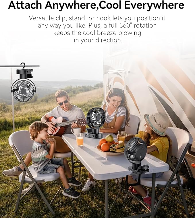 Leeyalan 10000mAh Clip on Fan Rechargeable,2024 Updated,Hangable Fan with Lights and Remote, Desk Fan USB Plug in with Sturdy Clamp,3 Speeds,Mute Multi-function,Operation for Office Dorm Bedroom