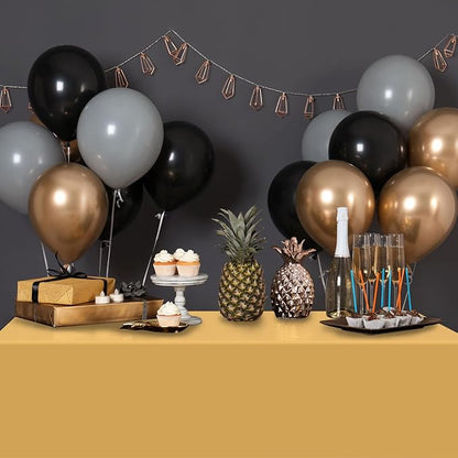 16 Pack Gold Plastic Tablecloth for Rectangle Tables, Premium Decorative Gold Disposable Table Cloths for Parties, Bulk Rectangle Party Table Cover for Birthday, Wedding, Anniversary, 54 x 108 Inch