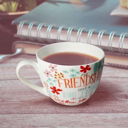 Friendship Coffee Mug, Premium 20 oz Bone China Coffee Tea Hug Mug, Perfect Birthday, Holiday, and Christmas Gift for Women and Female Friends