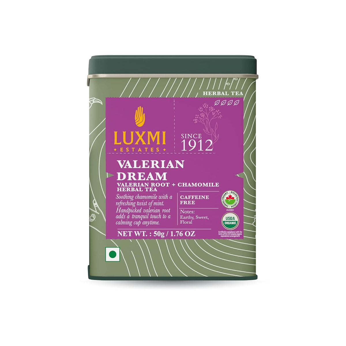 Luxmi Estates - Valerian Dream - Organic Valerian Root Tea for Sleep - Loose Leaf - 50g (25 Cups) | with Valerian Root, Chamomile & Lavender | Perfect Wellness Sleep Tea