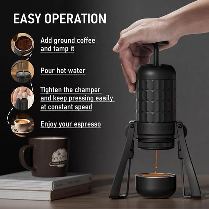 Staresso Plus SP300 Espresso Machine, Manual Portable Coffee Maker Compatible Ground Coffee with Pressurized Filter