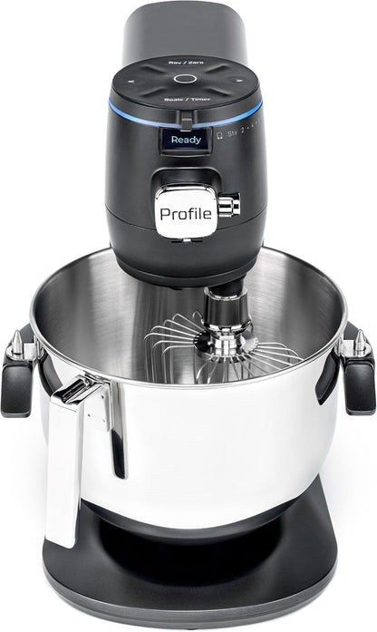 GE Profile Smart Stand Mixer, Built-In Smart Scale & Auto Sense Technology, 7qt Stainless Steel Bowl, 11 Speed, Includes Dough Hook, Beater