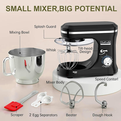 Household Stand Mixer with 6.5 Quart Bowl, Electric Food Mixer 10+p Speeds 660W, Kitchen Tilt-Head Bread Dough and Cake Mixers with Dough Hook, Whisk