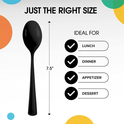 Black Plastic Spoons 200 Pcs Black Spoons Disposable Utensils Heavy Duty Plastic Cutlery Set Disposable Cutlery Sets Flatware Sets Silverware Set Party Supplies & Party Tableware Party Solids