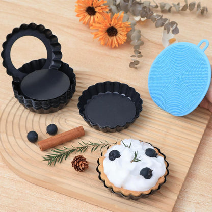 Mini Tart Pans Removable Bottom: Nonstick 4 Inch Quiche Pan Fluted Edge Set of 16 - Sturdy Carbon Steel Tart Molds for Baking